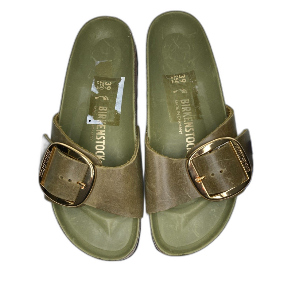 Birkenstock Madrid Big Buckle Natural Leather Oiled Sandals - Olive Green. Sz: 8 - Picture 8 of 9